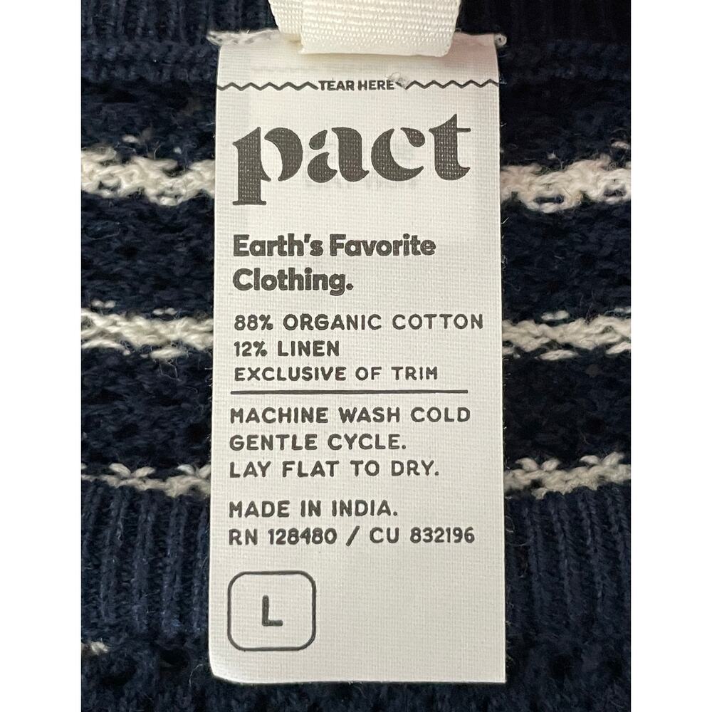 Pact Beachside Crochet Knit Short Sleeve Top Capri Stripe Large Beach Vacation - Picture 11 of 12